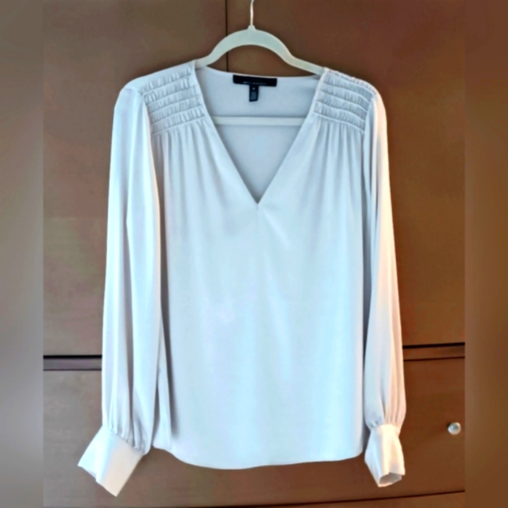 White House Black Market Satin Blouse, Size M, Cream color